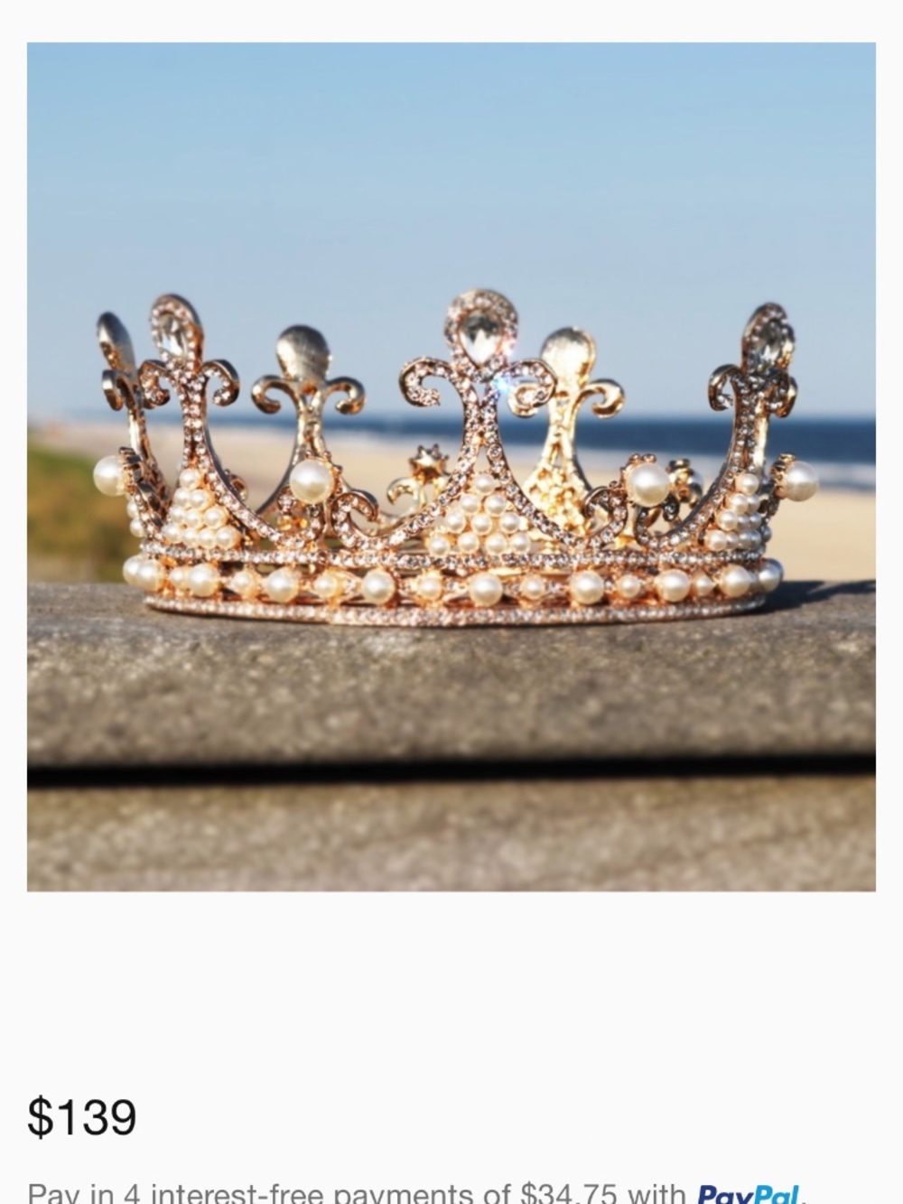 Gold Crown with Pearls & Crystals 👑 Parisian Fleur de Lis Crystal & Pearl Crown